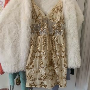 Gold sequined mini dress